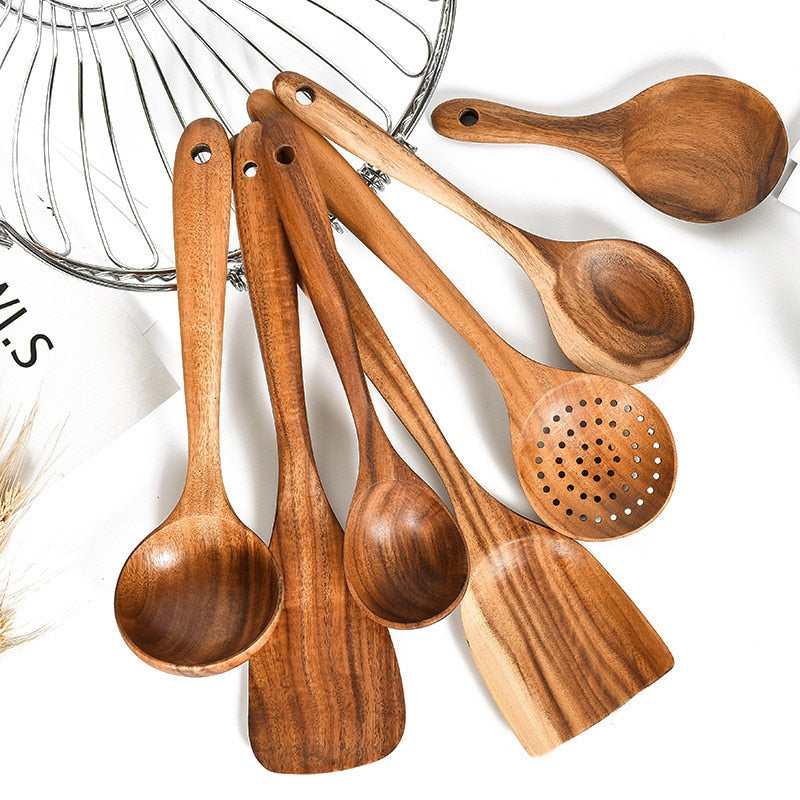 Natural Wood Tableware Tools (7pieces SET)