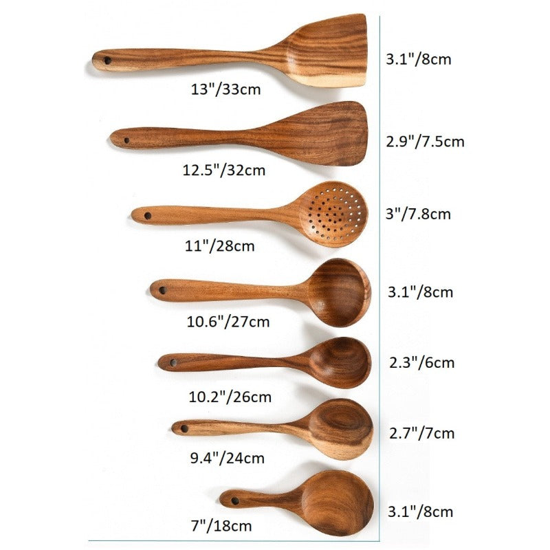 Natural Wood Tableware Tools (7pieces SET)